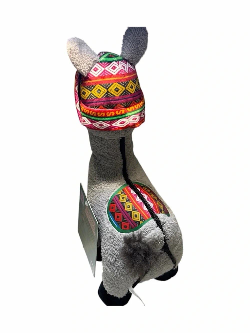 Think dog Plush Llama Stuffed Animal with Colorful Hat - Gray